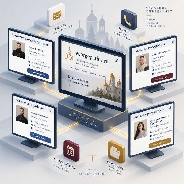Интернет визитки для отделов Епархии - - картинка сгенерирована с помощью ИИ